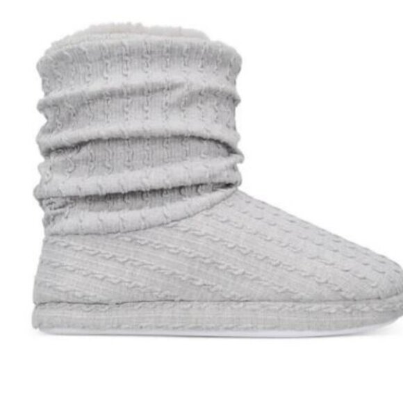 CHARTER CLUB Slouchy fur lined women's bootie slippers - GRAY - XL (11-12) - Picture 2 of 16